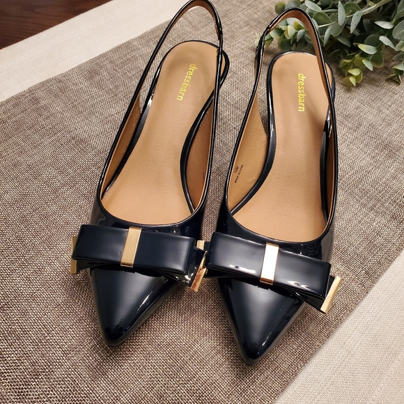 dressbarn Shoes - Dressbarn Navy Patent Slingbacks Size 10 NWOB